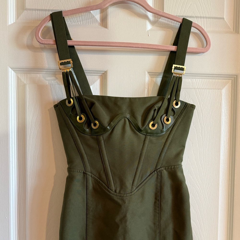 DION LEE Fan Lace Zip Mini Dress in Olive Size Aus 4 US 0 Pristine - Picture 9 of 17